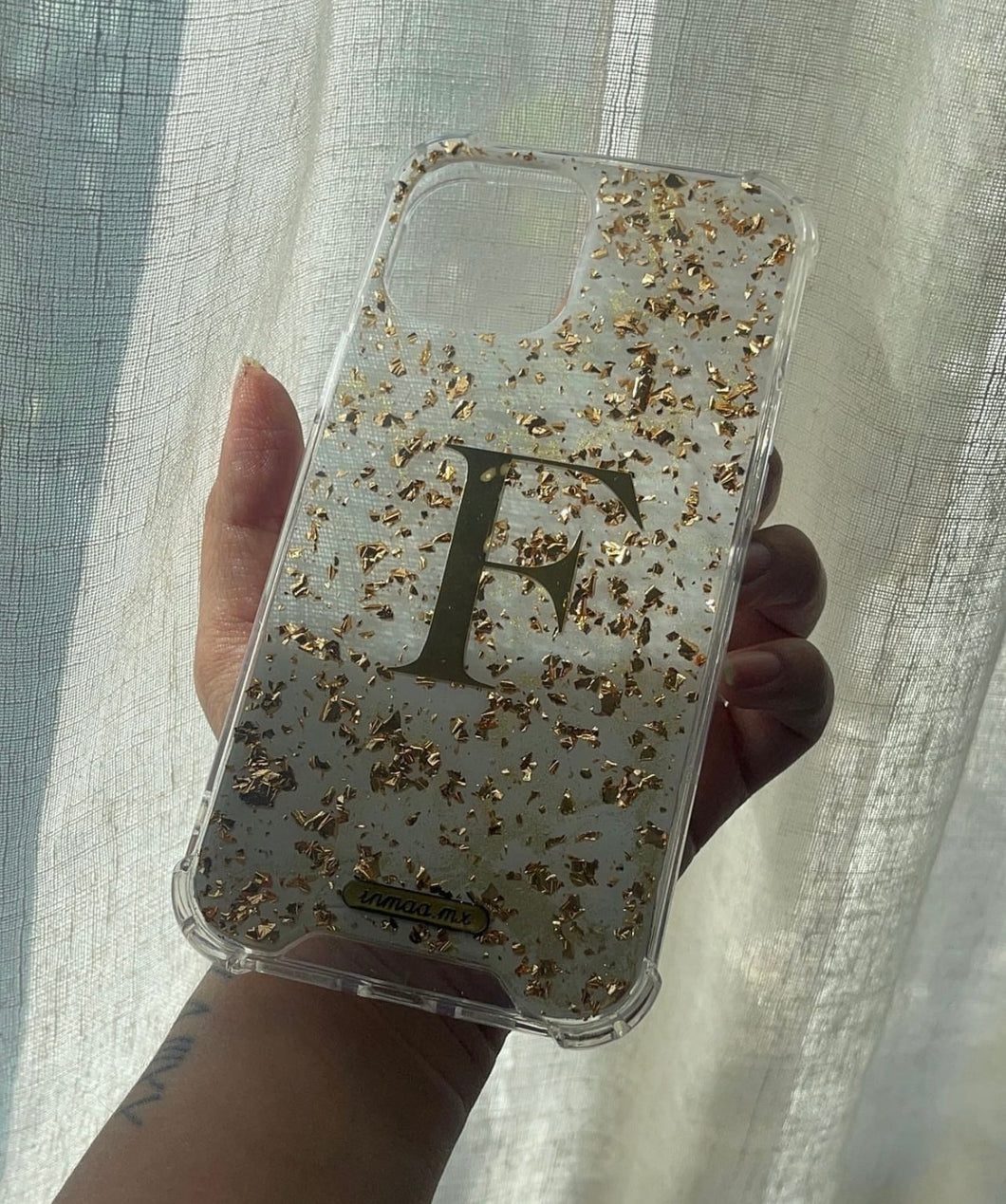 CASE ROSE GOLD FLAKES PERSONALIZADA IPHONE